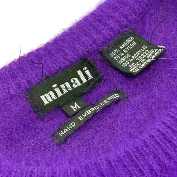Women’s Vintage Minali sweater purple angora/nylon 1990s - Picture 2 of 6